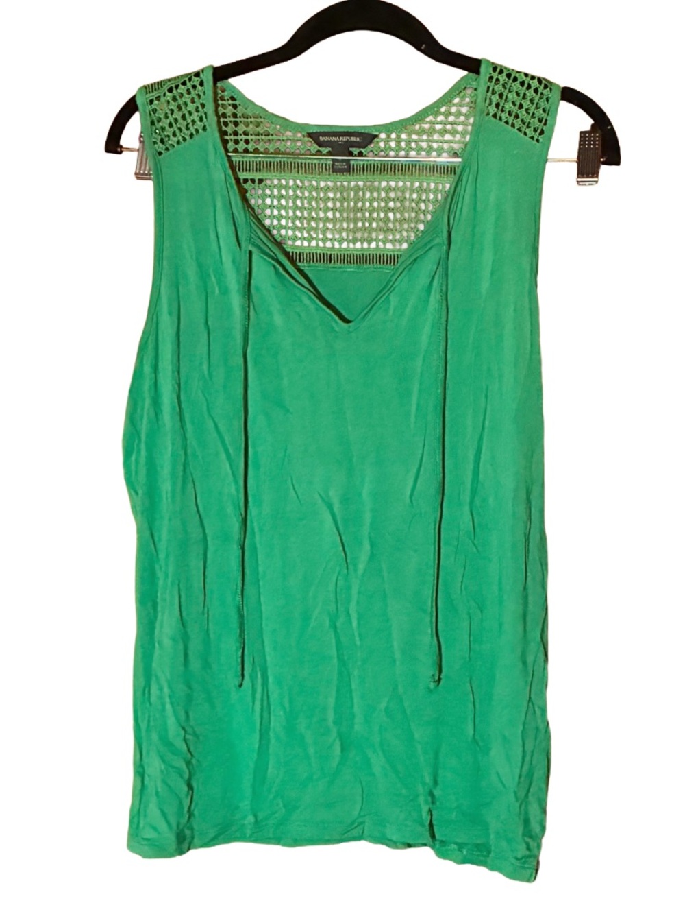 Tank Top Banana Republic Lace Boho Green Peasant Blouse Crochet Summer Spring